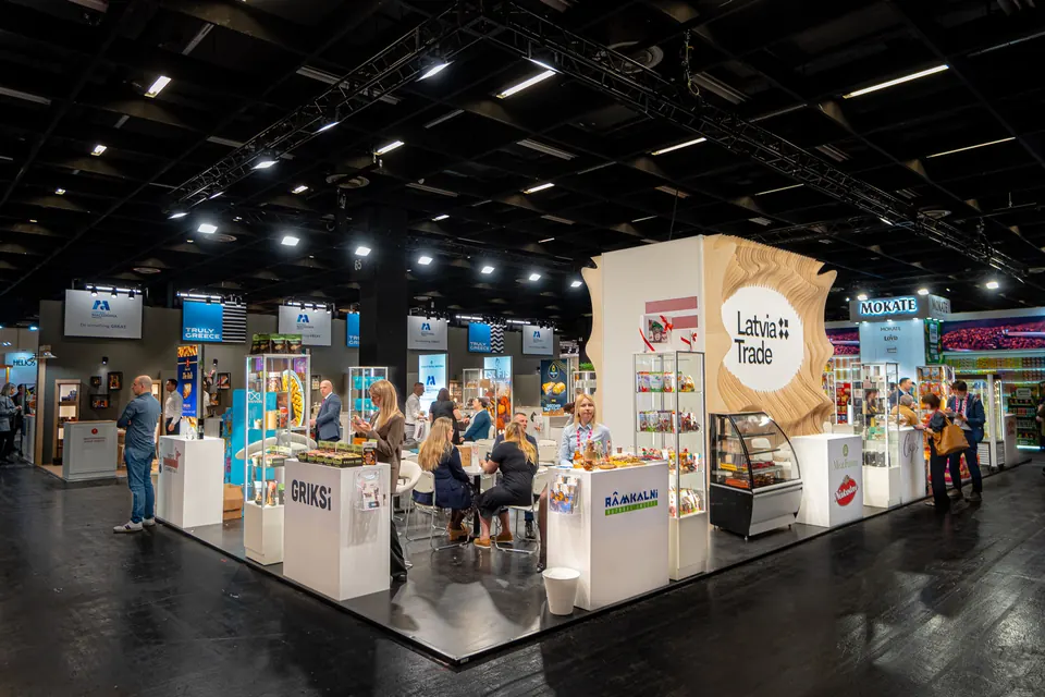 LIAA stends izstādē ISM Cologne, Vācija 2023. Izstāžu stenda dizains, ražošana un montāža, EVENT MORE