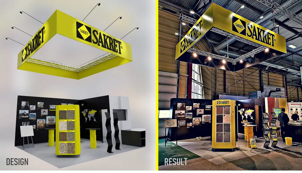 SAKRET stends, Latvija 2019. Izstāžu stenda dizains, ražošana un montāža, EVENT MORE