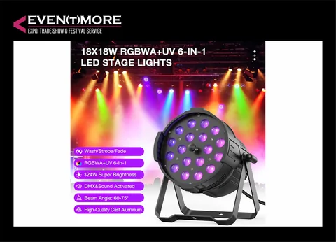 LED Flat PAR 18×18W RGBWA+UV (6in1)